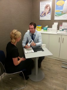 Darren discussing Warfarin Clinic with a patient